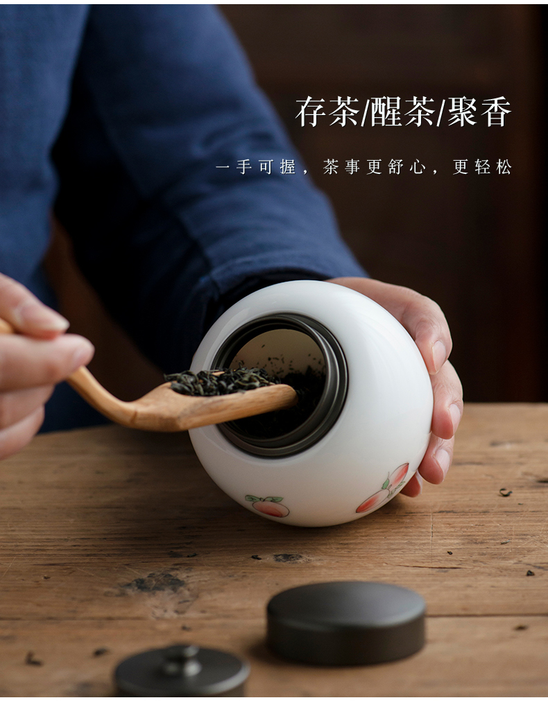 Thousand red up hand - made ceramic seal tea jar jar trumpet moisture storage POTS awake Chinese style household tea warehouse