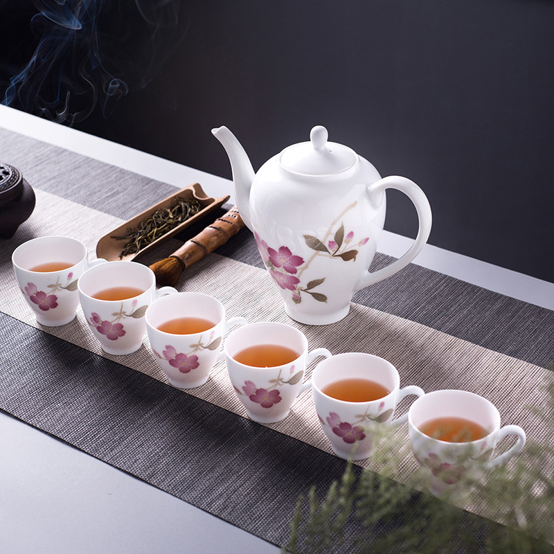 Liling porcelain hand - made thousand red up glaze colorful seven heads under the tea set with a complete set of tea cups porcelain gifts the teapot