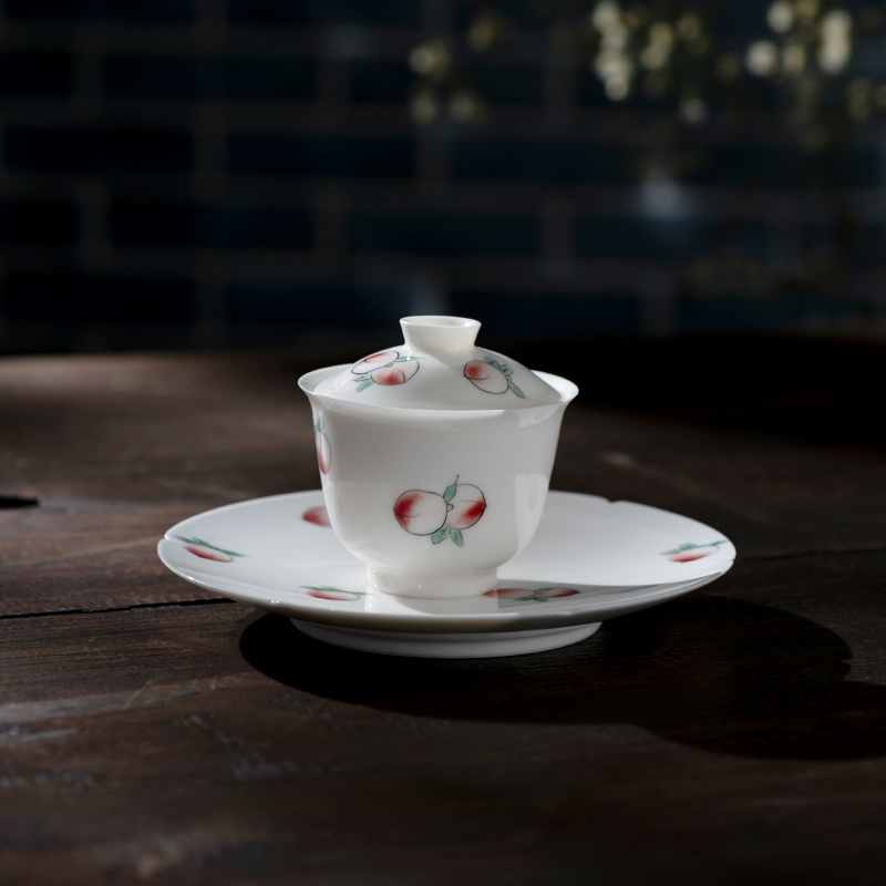 Thousand red hand made white porcelain up tureen tea sets with pot bearing kongfu tea ceramic little teapot belt drive home