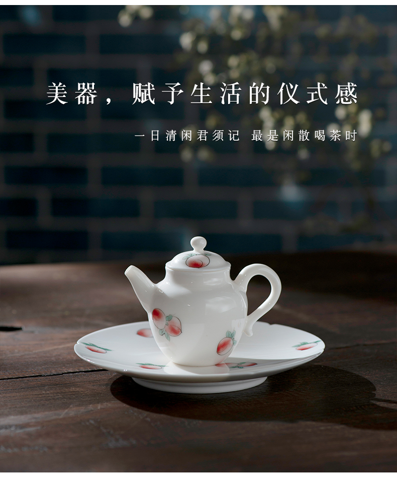 Thousand red hand made white porcelain up tureen tea sets with pot bearing kongfu tea ceramic little teapot belt drive home