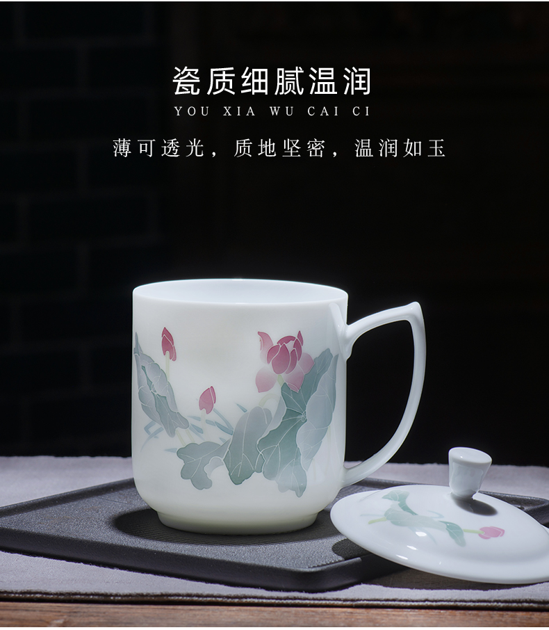 Thousand red up ceramic cups with cover to send a cups office domestic large capacity water cup CaiYun cup tea cup