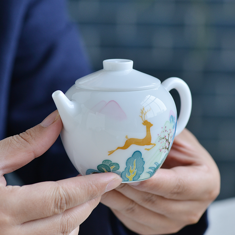 Thousands of red up ceramic teapot single pot of household of Chinese style restoring ancient ways kung fu tea set hand - made glaze colorful small teapot