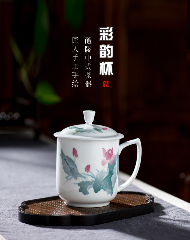 Thousand red up ceramic cups with cover to send a cups office domestic large capacity water cup CaiYun cup tea cup