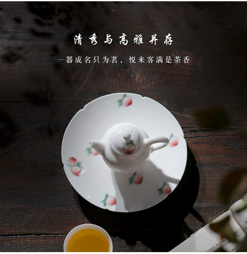 Thousand red hand made white porcelain up tureen tea sets with pot bearing kongfu tea ceramic little teapot belt drive home