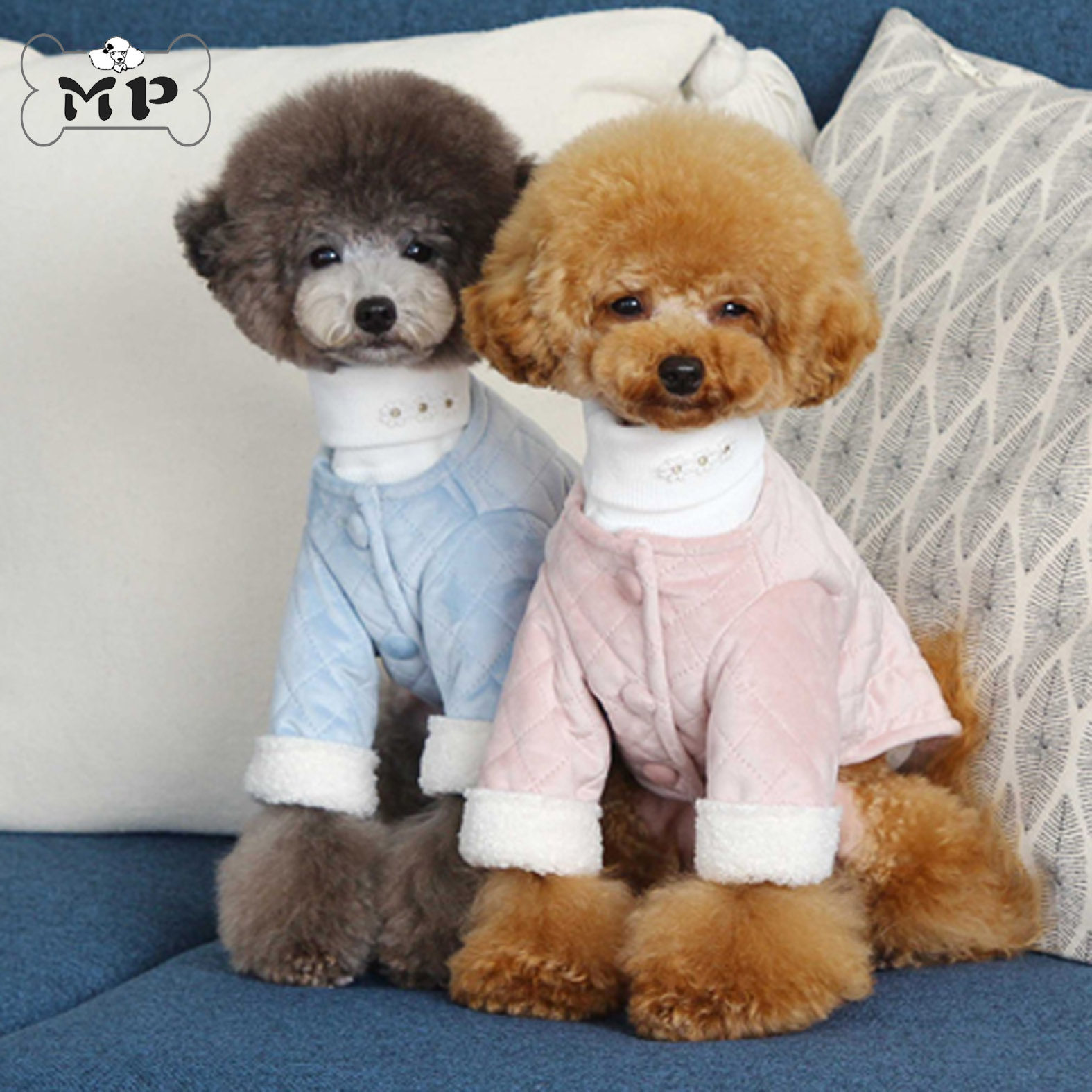 "Memory Pet" Korean autumn and winter diamond plus velvet padded pet cotton-padded cat and dog warm coat
