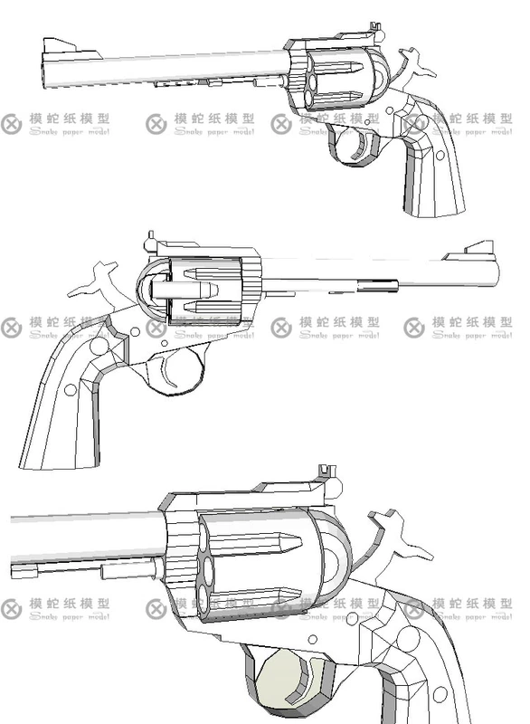 CS Western Revolver Mô hình giấy Vũ khí Súng 3D Âm thanh nổi Vẽ thủ công Lắp ráp giấy - Mô hình giấy