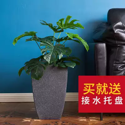 Universal round large flowerpot square mouth imitation cement potted Golden Orchid plastic creative personality Nordic simplicity