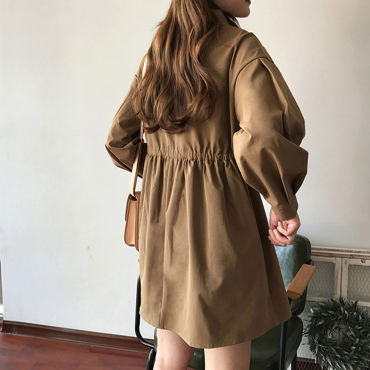 Ngủ thỏ Nhật Bản retro gió nhẹ tình yêu đầu tiên vòng cổ ngắn tay áo dài 2018 váy mới váy khoét eo