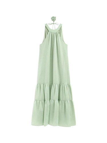 瞌睡兔 Ретро летнее платье без рукавов, длинная юбка, французский ретро стиль, оверсайз