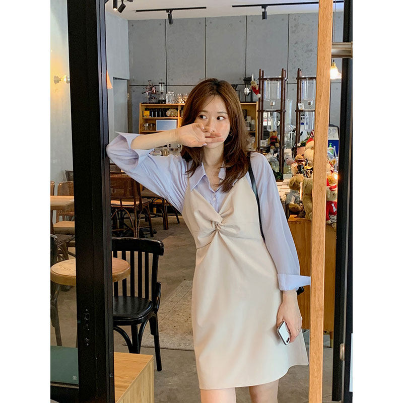 Sleepy rabbit retro thin temperament dress women's summer V-neck high waist sundress design sense niche a-line skirt