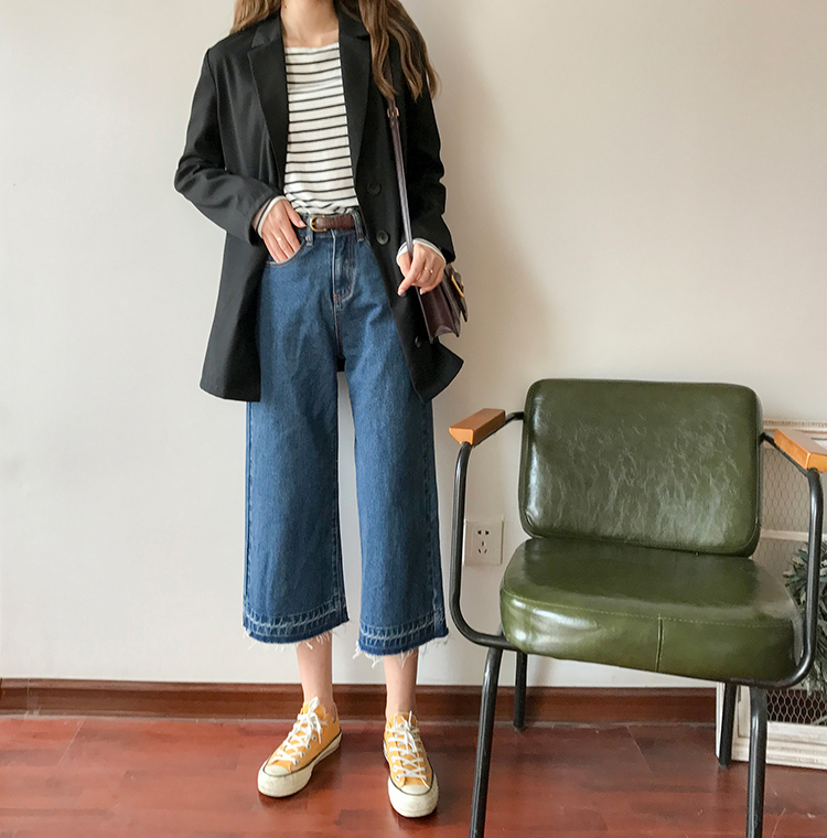 () Ngủ thỏ tùy chỉnh chic đen dài phần giải trí cổng gió rộng phù hợp với áo khoác nữ 2018 mới áo kiểu nữ đẹp tuổi 40