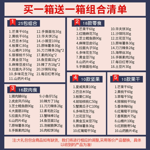 Подарочная упаковка Bai Caosi Snacks Over Giant Giant Sag Зарядка голодного Нанта, целая коробка из всех видов продуктов, давая подругам