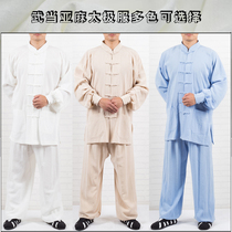 Wudang cotton hemp morning exercise clothing practice martial arts clothing men and women with the same style performance clothing linen stand collar Chinese style Taiji clothing