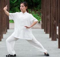 Wudang summer short-sleeved linen Taiji clothing male and female road robe Taoist clothing martial arts performance clothing meditation clothing