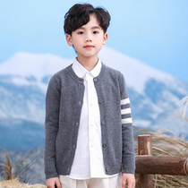 (100% wool) boy sweater autumn and winter childrens wool sweater 2022 new style Korean style round neck thickened