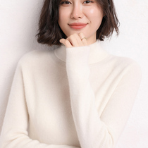 Autumn and winter 100% pure cashmere sweater womens turtleneck sweater thickened pullover striped sleeves turtleneck wool knitted bottoming