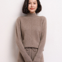 Sweater womens 100% pure cashmere 2022 summer half-neck short-sleeved knitted sweater bottoming cashmere pullover loose sweater