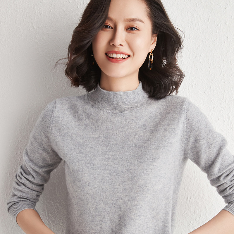 New 100 % cashmere shirt lady half - tall and loose wool knitted sweater cover