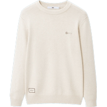 HLA Hailan House soft long-sleeved sweater autumn and winter round neck embroidered casual bottoming washed pullover sweater for men