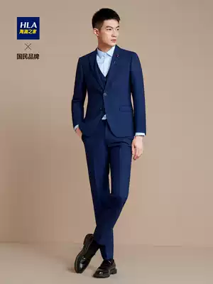 HLA Hailan home fashion check three-piece dress suit suit gentleman has type set West man