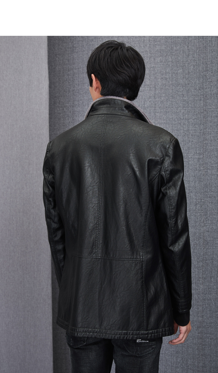 HLA / Haishu House đứng cổ áo khoác PU dài 2018 mùa đông mới cộng với áo khoác nhung ấm áp nam áo khoác hoodie nam
