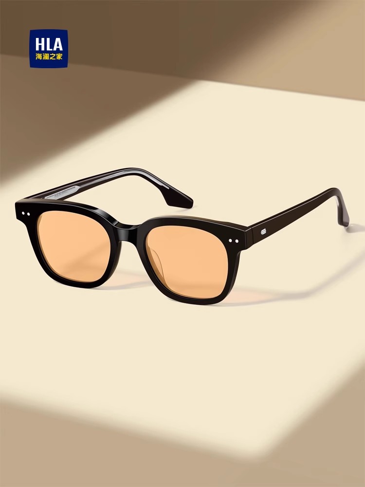 Heilan House large-frame glasses for women, high-end brown sunglasses, women's face-showing, small-faced, no-makeup artifact sunglasses