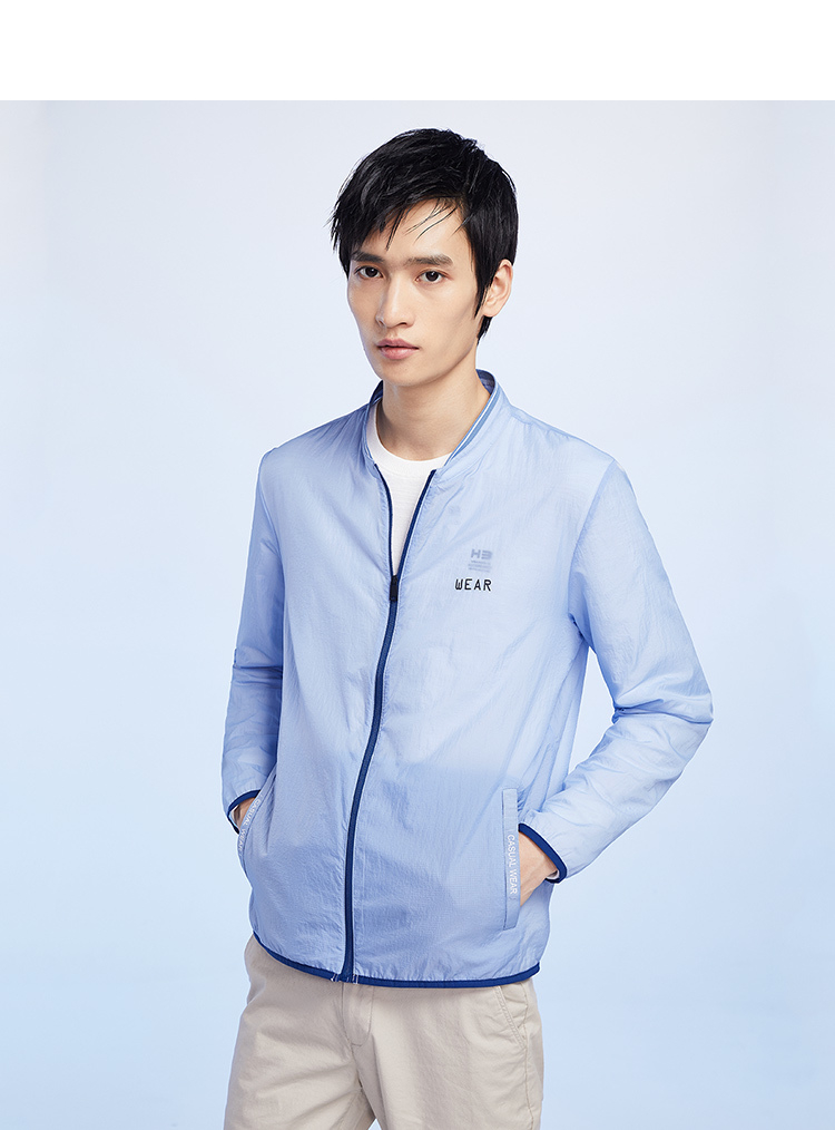 HLA Haishu Nhà Ánh Sáng và Thoáng Khí Đứng Cổ Áo Jacket 2018 Mùa Hè Mới Thoải Mái Áo Khoác Da Nam áo khoác đại bàng