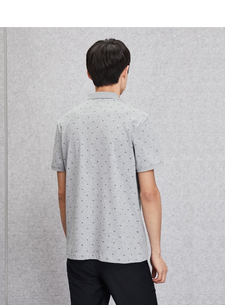 HLA sứa nhà ánh sáng màu xám pattern ngắn tay polo shirt 2018 mùa hè mới floral pattern ngắn tay T-Shirt nam ao polo