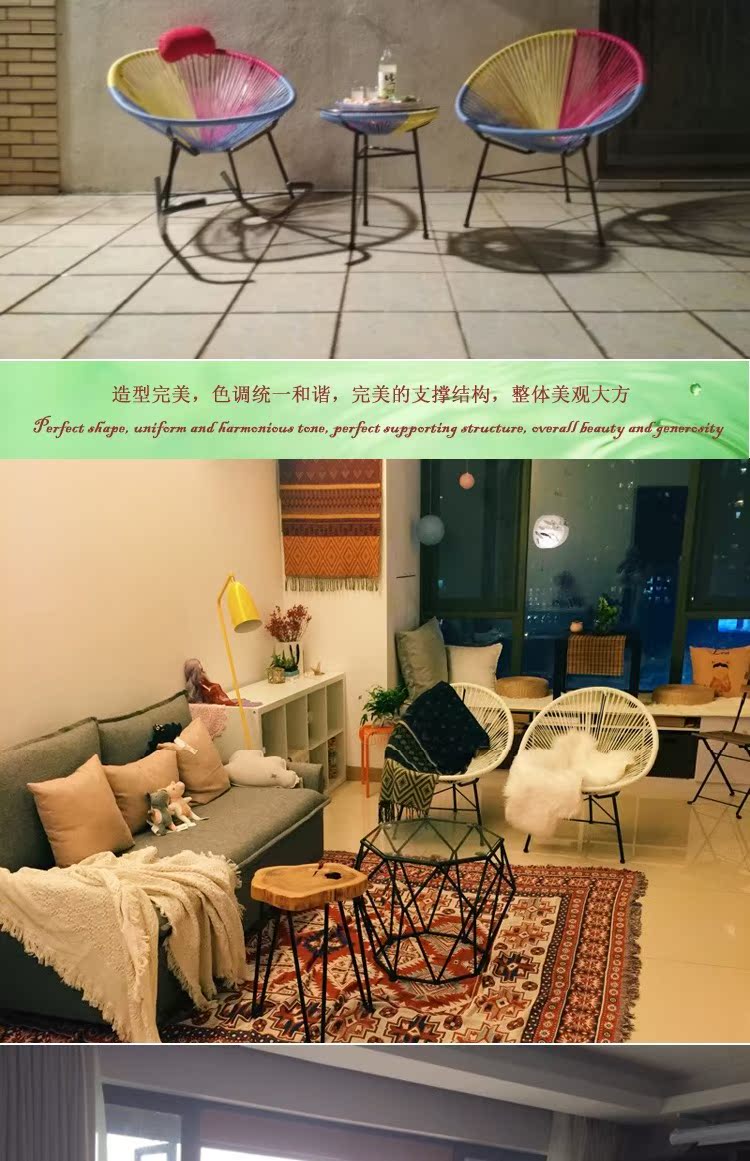 Bàn ghế ngoài trời mây Ban công giải trí ba mảnh ngoài trời thanh vườn sân vườn nho mặt trời lười biếng bàn ghế bàn gỗ ngoài trời