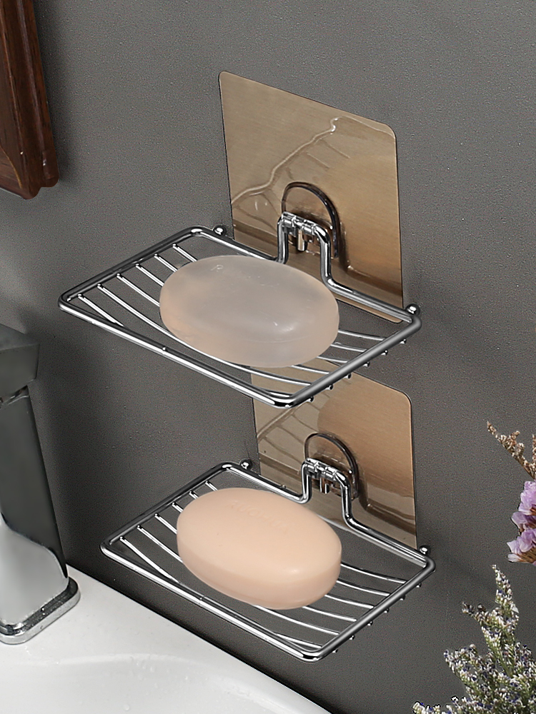 Non-perforated bathroom fat rack large incense box Strong suction cup type wall-mounted fertilizer box Single-layer drain incense drag