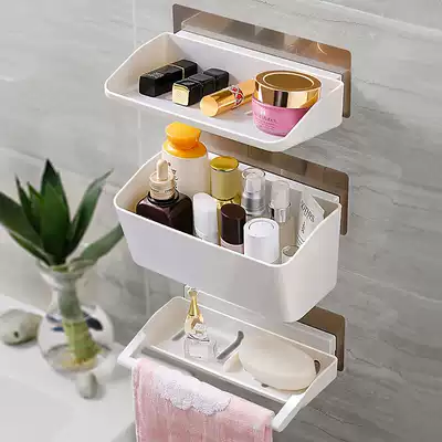 Powder room suction cup rack plastic bathroom kitchen suction Wall toilet toilet storage layer rack wall-free hole