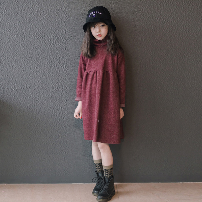 Girl Foreign Dress 2021 Spring Autumn Han Edition Children CUHK Children's Net Red Ocean Pie's Bottom Skirt Girl Son Tie Skirt