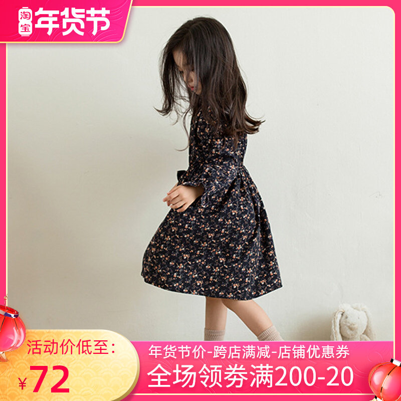 Girls' autumn dress children long sleeve princess dress 2021 New Korean version of the children spring autumn floral skirt