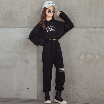 Girls  suit 2021 autumn new middle and large childrens printed letters fashion personality sports pants parent-child two-piece suit