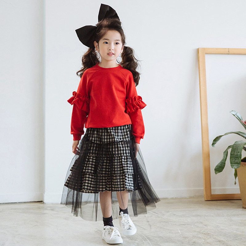 Girls Yang Suite Dress Spring and Autumn 2023 Children's Han Edition Web Fashion Two pieces of big children's clothing in the spring