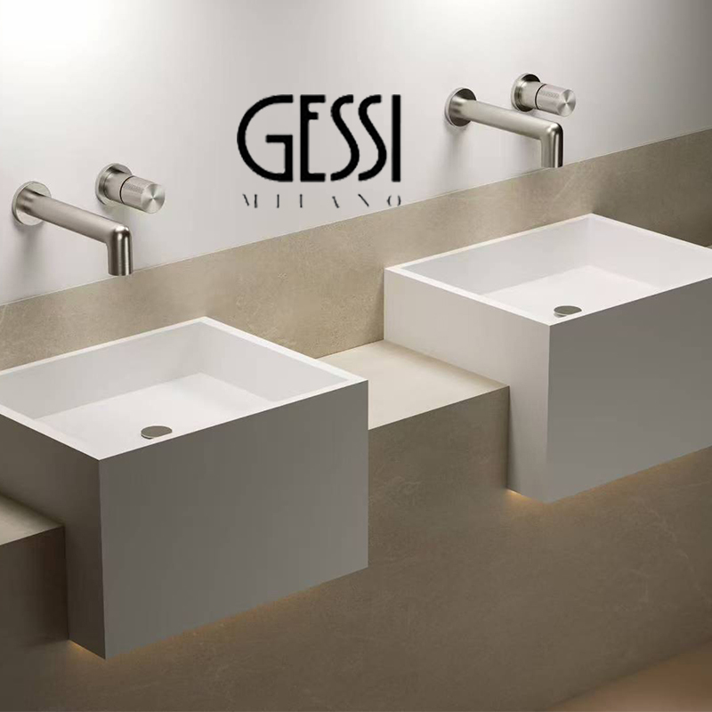Italian Jiesi Concealed Faucet Minimalist Brushed Nickel Wall-Mounted Hidden Copper Pre-Embedded Hot and Cold Basin Faucet