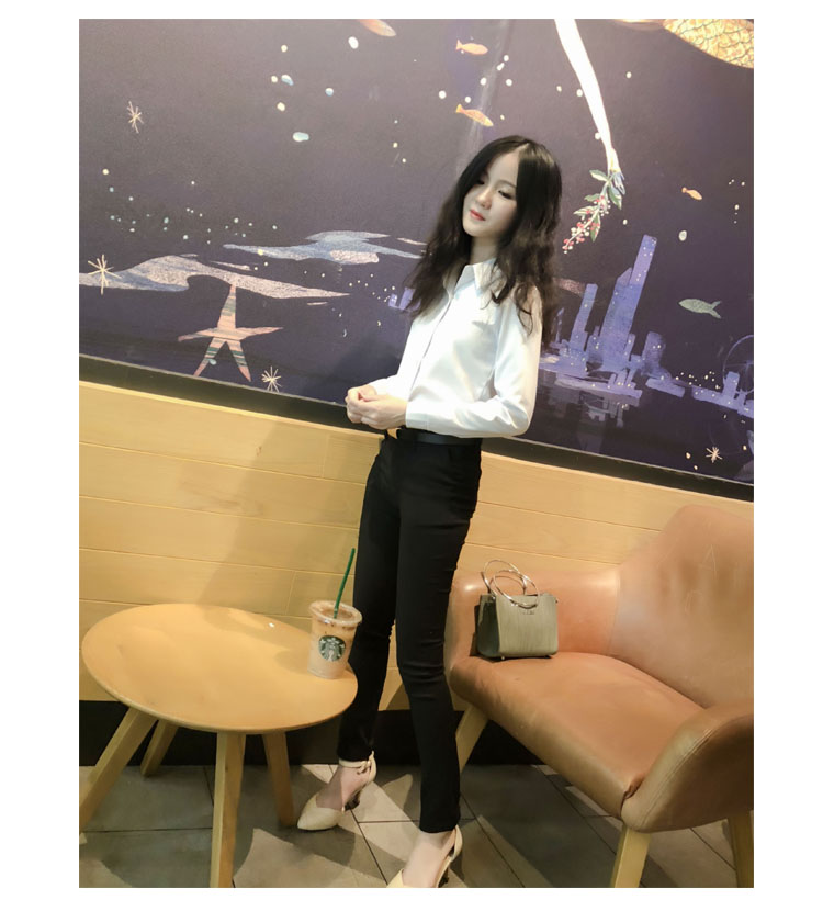 2018 thu mới 150cm ngắn 145cm nữ cộng với size nhỏ XS nhỏ nhắn tay dài hoang dã áo sơ mi không cổ