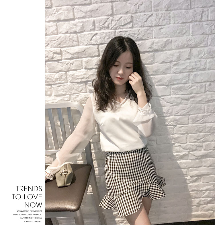 150 cm ngắn nhỏ cộng với kích thước nhỏ XS đuôi cá váy 2018 mùa hè lá sen váy váy kẻ sọc màu đen và trắng chân váy kaki