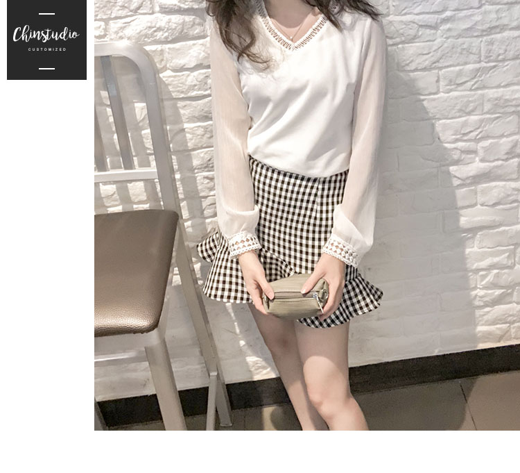 150 cm ngắn nhỏ cộng với kích thước nhỏ XS đuôi cá váy 2018 mùa hè lá sen váy váy kẻ sọc màu đen và trắng chân váy kaki