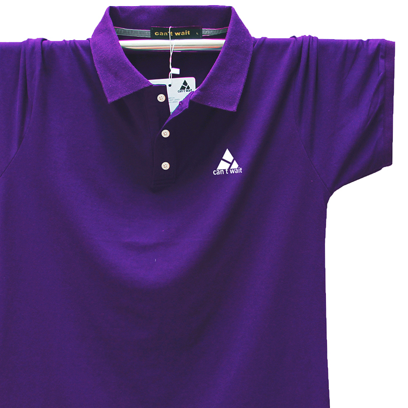 Purple Polo Shirt with Short Sleeves for Men, Summer Casual, Loose Fit, Plus Size, ins Pure Cotton