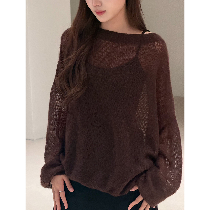 Sun Qian's Same Style Herbalife Loose and Casual Silk Cashmere Cardigan for Women, Thin Knit Top, Cashmere Sweater for Women