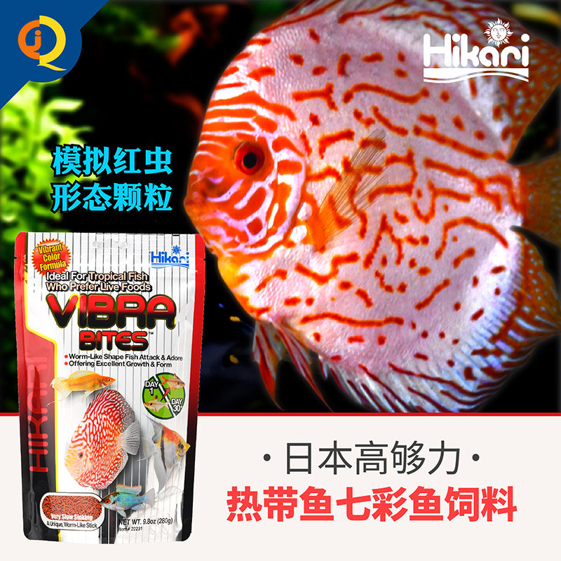 日本高够力七彩鱼神仙鱼饲料仿红虫热带鱼粮野彩埃及燕鱼颗粒鱼食