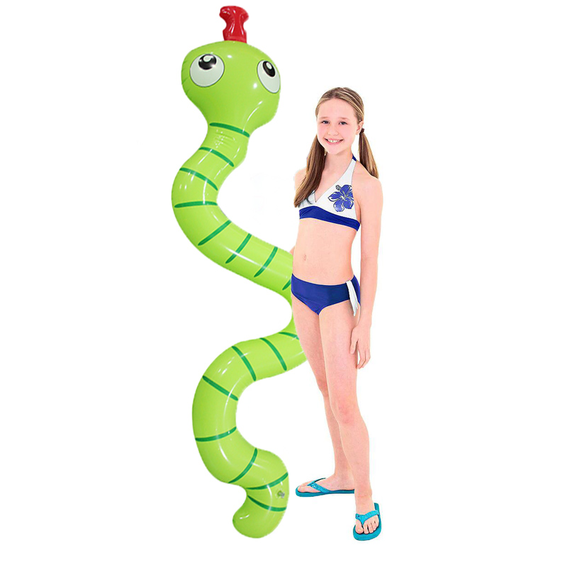 Net red inflatable snake-shaped green swimming baton toy boys and girls swimming floating rod floating rod