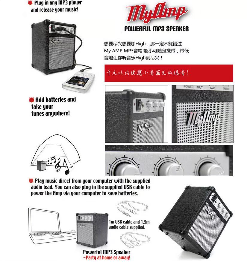 My AMP Retro Edition Guitar Ampli Loa máy tính nhỏ Creative Portable Portable MP3 Retro Audio - Loa loa loa bik
