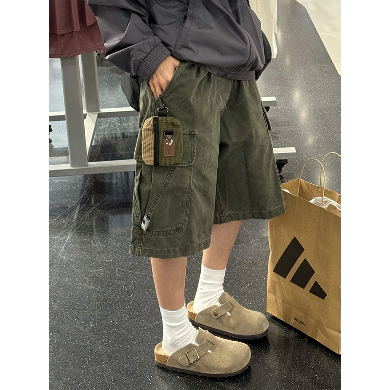 Xbro Japanese Retro Summer Heavy-Duty Washed Multi-Pocket Cargo Shorts Unisex Mid-Length Shorts