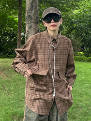 XBRO ຍີ່ປຸ່ນ retro ຕ້ານ wrinkle vintage genderless plaid ຫຼາຍກະເປົ໋າພູເຂົາແບບ niche ເສື້ອຄູ່ jacket