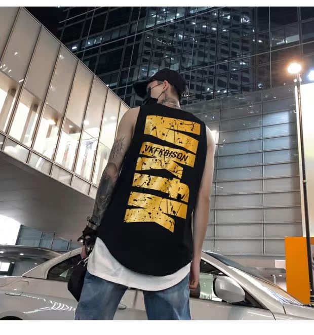 Tide thương hiệu xu hướng thể dục lỏng lẻo chữ nam và nữ mồ hôi vest áo không tay chạm đáy hip hop đường phố áo thun béo - Lót áo thun nam thể thao