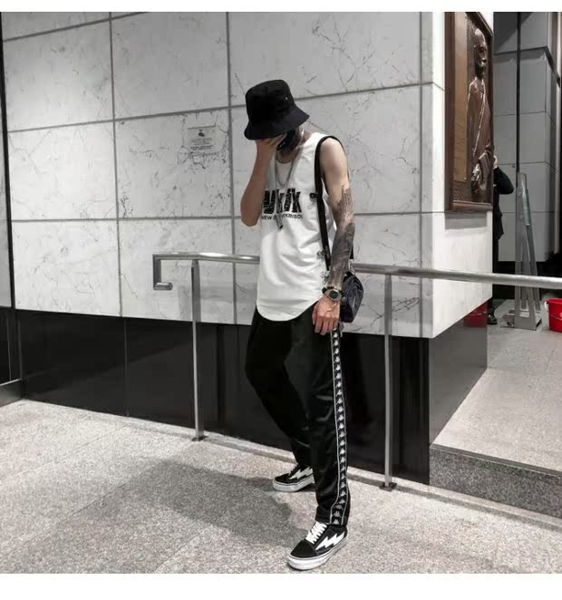 Tide thương hiệu xu hướng thể dục lỏng lẻo chữ nam và nữ mồ hôi vest áo không tay chạm đáy hip hop đường phố áo thun béo - Lót áo thun nam thể thao