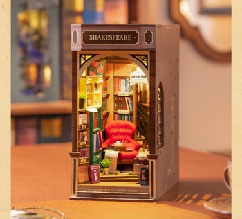 Ruolai Shiguang Bookstore Bookend Building Block Assembly Model Toy Touch Sensor DIY Handmade Gift Shiguang Bookstore