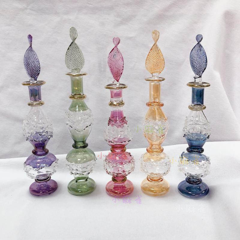 Simple wind liquid storage bottle glass handmade Egyptian specialty pocket gift collection crystal shape five color